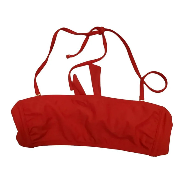 Xhilaration Women's Red Basic Tie Back Halter Neck Bandeau Bikini Top Size M - Picture 1 of 6